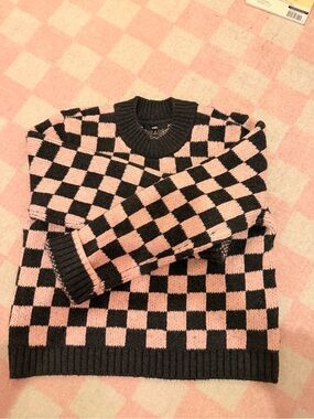 Vans Pink & Black Checkerboard Crewneck Sweater